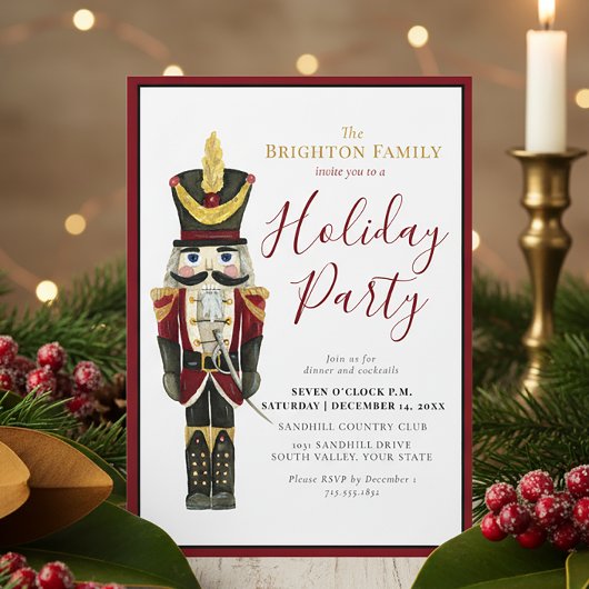 Invitation Casse-Noisette Fête de Noël Classique Rouge