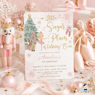 Invitation Casse-Noisette Fille 1er Anniversaire Hiver Mervei