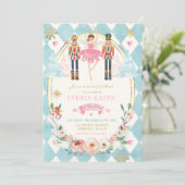 Invitation Casse-Noisette Rose Et Or Anniversaire Fée De Plum (Debout devant)