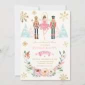 Invitation Casse-Noisette Rose Et Or Anniversaire Sucre Plum (Devant)