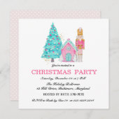 Invitation Casse-noisette rose Peppermenthe fête de Noël (Devant / Derrière)