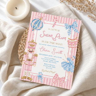 Invitation Casse-Noisette Sucre Plum Christmas Baby Shower