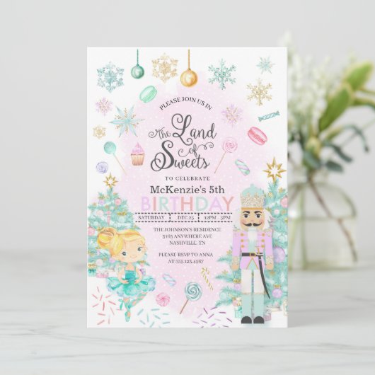 Invitation Casse-noisette sucre Plum fée Noël Anniversaire In (Debout devant)