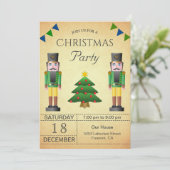 Invitation Casse-Noisette Vert Vintage pour la Fête de Noël (Debout devant)