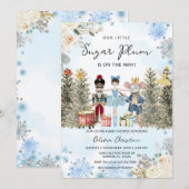 Invitation Casse-noix Baby shower de flocons de neige Blue Wi (Devant / Derrière)