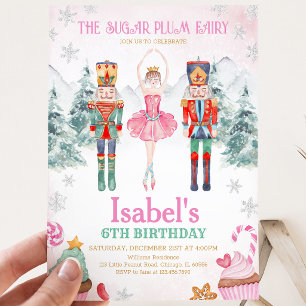 Invitation Casse-noix de fée rose Anniversaire Hiver