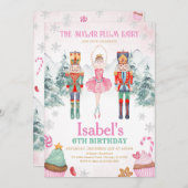 Invitation Casse-noix de fée rose Anniversaire Hiver (Devant / Derrière)