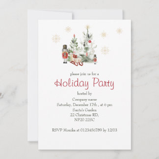 Invitation Casse-noix et arbre de Noël aquarelle chr mignon