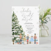 Invitation Casse-noix Flammes de neige d'hiver Baby shower de (Debout devant)