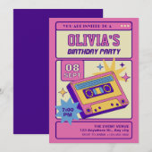 Invitation Cassete de la soirée musicale rose beige rétro (Devant / Derrière)