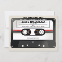 Cassette Audio Rétro Beige Gris Soirée Anniversair
