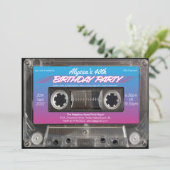 Invitation Cassette bleu rose néon des années 80 40e annivers (Debout devant)