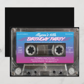 Invitation Cassette bleu rose néon des années 80 40e annivers (Devant / Derrière)