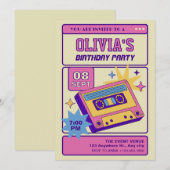 Invitation Cassette de musique rétro rose beige  (Devant / Derrière)