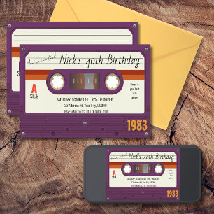 Invitation Cassette des années 80 Anniversaire, Retro