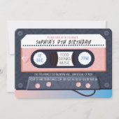 Invitation Cassette des années 80 Musique rose Anniversaire (Devant)