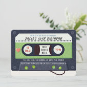 Invitation Cassette des années 80 Musique Vert Anniversaire (Debout devant)