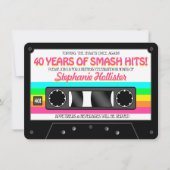 Invitation Cassette Étiquette des années 80 Retro Neon (Devant)