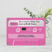 Invitation Cassette Rose Chaud Rétro Anniversaire (Debout devant)