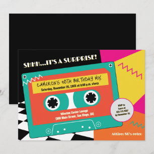 Invitation Cassette RUBAN Surprise 50e Anniversaire Rétro 80s