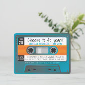 Invitation CASSETTE TAPE disco moderne anniversaire aqua bleu (Debout devant)