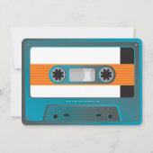 Invitation CASSETTE TAPE disco moderne anniversaire aqua bleu (Dos)