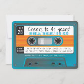 Invitation CASSETTE TAPE disco moderne anniversaire aqua bleu (Devant)