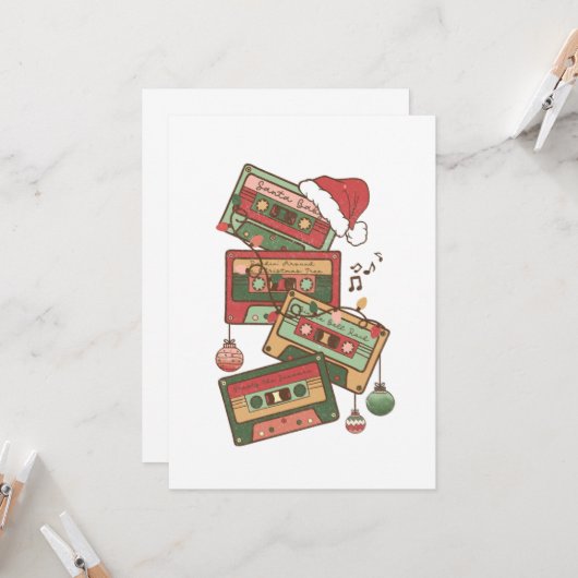 Invitation cassettes de musique de Noël (Devant/Arrière en situation)