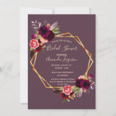 Invitation Cassis burgundy fleurie douche nuptiale (Devant)
