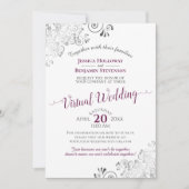 Invitation Cassis en argent Lacy violet et blanc Mariage virt (Devant)