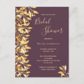 Invitation Cassis en or botanique Douche nuptiale (Devant)