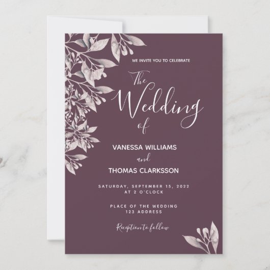 Invitation Cassis mariage de script rose violet (Devant)