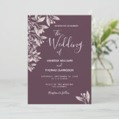 Invitation Cassis mariage de script rose violet (Debout devant)