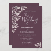 Invitation Cassis mariage de script rose violet (Devant / Derrière)