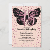 Invitation Cassis Parties scintillant papillon rose Confetti  (Devant)