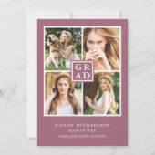 Invitation Cassis violet moderne photo Collage Grad Party (Devant)