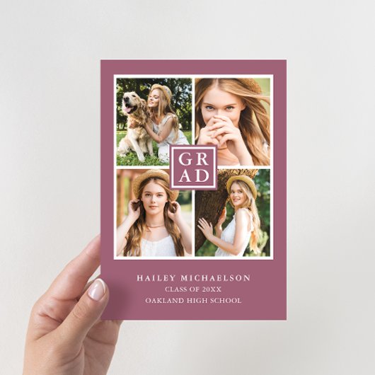 Invitation Cassis violet moderne photo Collage Grad Party