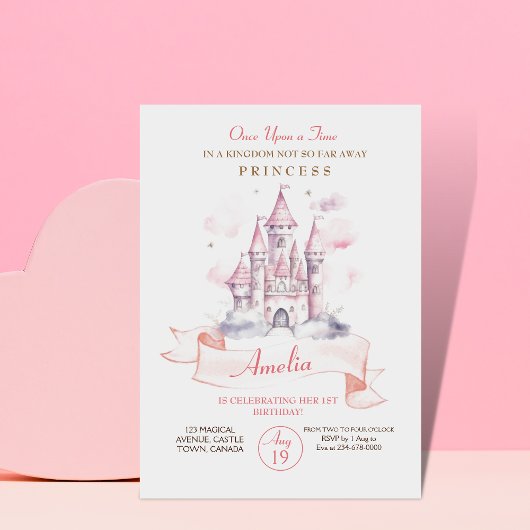 Invitation Castle Kingdom Princess 1er anniversaire