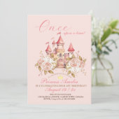 Invitation Castle rose rose Princesse 1er anniversaire (Debout devant)