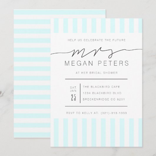 Invitation Casual Script | Fête des mariées de la monnaie mod (Devant / Derrière)