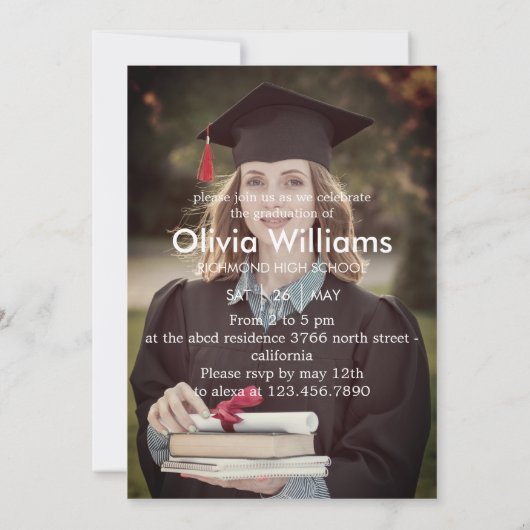 Invitation Casual Script |Partie de graduation photo personna (Dos)