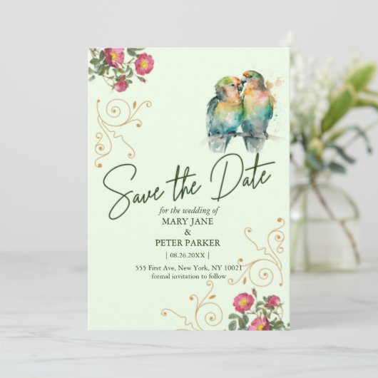 Invitation Casual script typography wedding save the date (Debout devant)