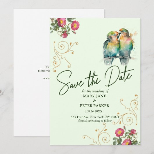 Invitation Casual script typography wedding save the date (Devant / Derrière)