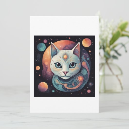 Invitation cat abstract art (Debout devant)