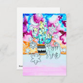 Invitation Cat and Cactus Christmas Card (Devant / Derrière)