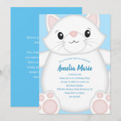Invitation Cat Anniversaire Fête Kitty Blue (Devant / Derrière)