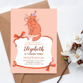 Invitation Cat Birthday Party Invite, Modern Pawty Cat