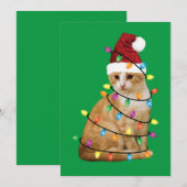 Invitation Cat Christmas Tree Père Noël Funny Xmas Amoureux d (Devant / Derrière)