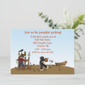 Invitation Cat de cueillette Citrouille (Debout devant)