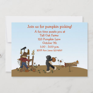 Invitation Cat de cueillette Citrouille